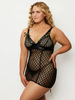 Fredericks Of Hollywood Sara Saskia Vegan Leather Chemise Lingerie