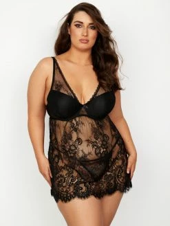 Fredericks Of Hollywood Lingerie Mayzie Eyelash Lace Babydoll