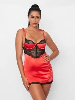 Fredericks Of Hollywood Lingerie Violetta Satin And Lace Babydoll