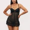 Fredericks Of Hollywood Eadie Lace And Mesh Babydoll Lingerie
