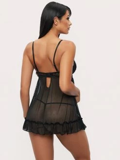 Fredericks Of Hollywood Eadie Lace And Mesh Babydoll Lingerie