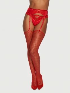 Fredericks Of Hollywood Raw Edge Fishnet Stockings Plus Size