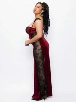 Fredericks Of Hollywood Georgine Velvet And Lace Gown Plus Size