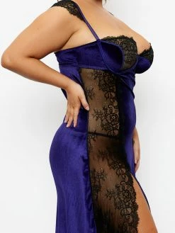 Fredericks Of Hollywood Plus Size Georgine Velvet And Lace Gown