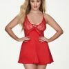 Fredericks Of Hollywood Aniya Satin & Eyelash Lace Babydoll Lingerie