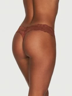 Fredericks Of Hollywood Bridget Stretch Cotton And Lace Thong