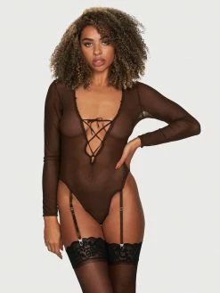 Fredericks Of Hollywood Lingerie Lola Lee Long Sleeve Bodysuit
