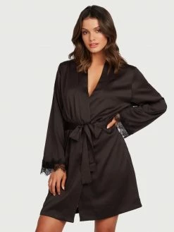 Fredericks Of Hollywood Erina Satin And Lace Robe Lingerie