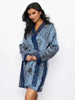 Fredericks Of Hollywood Aspen Mae Satin And Lace Robe Lingerie