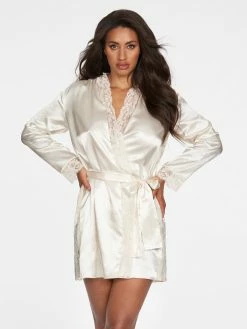 Fredericks Of Hollywood Aspen Mae Satin And Lace Robe Lingerie