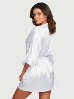 Fredericks Of Hollywood Izzy Lee All Over Satin Robe Lingerie