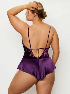 Fredericks Of Hollywood Asha Velvet And Lace Teddy Lingerie