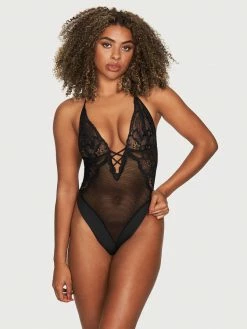 Fredericks Of Hollywood Katya Halter Lace And Mesh Teddy