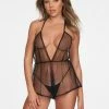 Fredericks Of Hollywood Lingerie Saanvi Plunge Neck Mesh Romper
