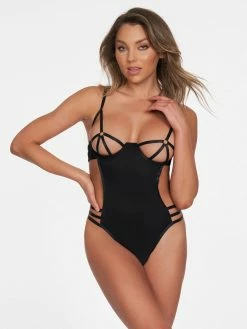 Fredericks Of Hollywood Jaida Strap Open Crotch Naughty Teddy Lingerie