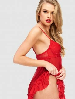 Fredericks Of Hollywood Eadie Lace And Mesh Babydoll