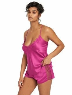 Fredericks Of Hollywood Erina Satin And Lace Cami Short Set Lingerie