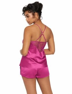 Fredericks Of Hollywood Erina Satin And Lace Cami Short Set Lingerie