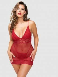 FREDERICKS OF HOLLYWOOD Carol Lace And Mesh Chemise Lingerie