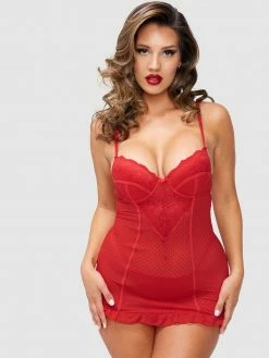 FREDERICKS OF HOLLYWOOD Adele Lace And Mesh Underwire Chemise Lingerie