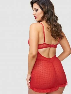 FREDERICKS OF HOLLYWOOD Adele Lace And Mesh Underwire Chemise Lingerie