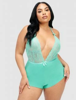 Fredericks Of Hollywood Lingerie Shea Plunge Neck Lace Teddy