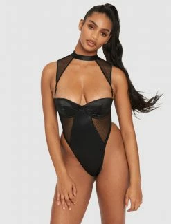 Fredericks Of Hollywood Bexley Satin & Fishnet Teddy